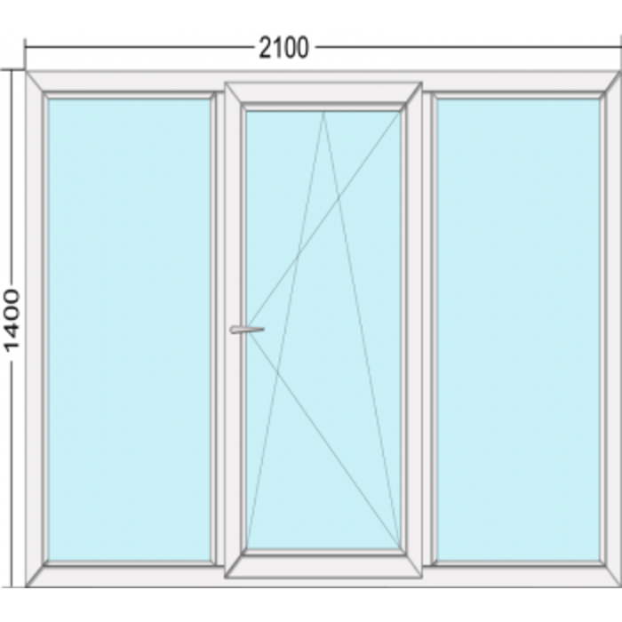 трехстворчатое металлопластиковое окно